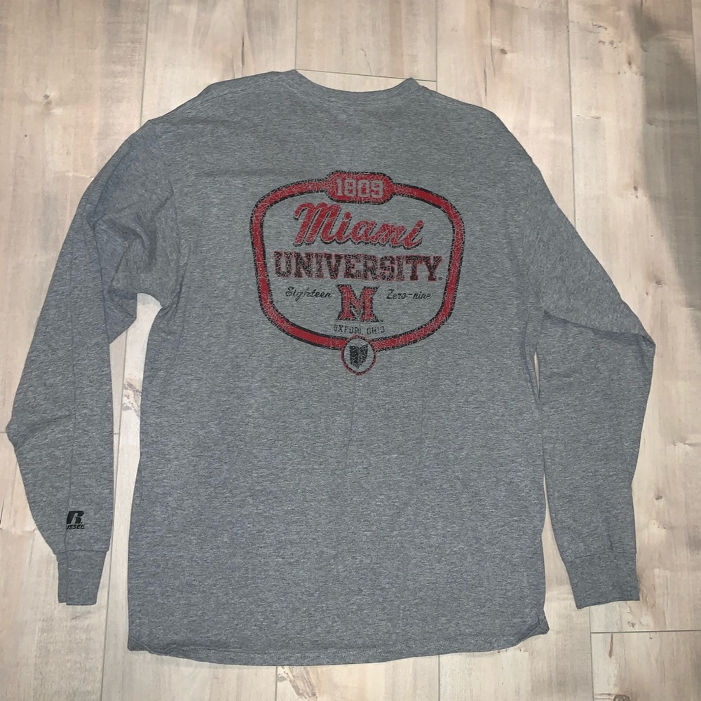 Miami University Long Sleeve Distressed Tee